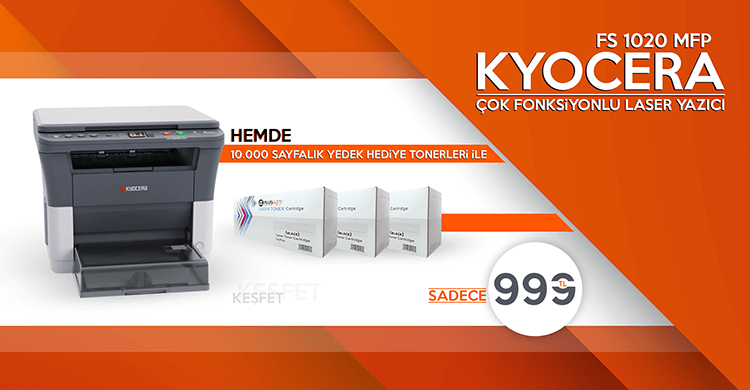 kyocera fs 1020 mfp çok fonksiyonlu 10.000 sayfa kapasiteli laser yazıcı